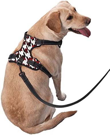Caminho de cães Houndstooth Camuflagem vermelha Pet Pet Pet Ajustável Arnês de colete grande