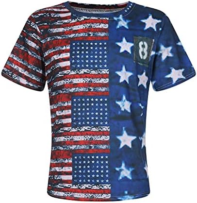 Mens American Flag T-shirt Summer Summer Casual Manga curta impressão gráfica Tops