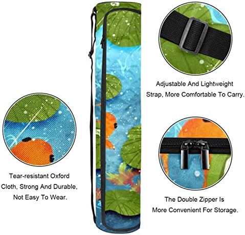 Bolsa de tapete de ioga ratgdn, fofo peixe dourado chovendo exercício de ioga transportadora de tape