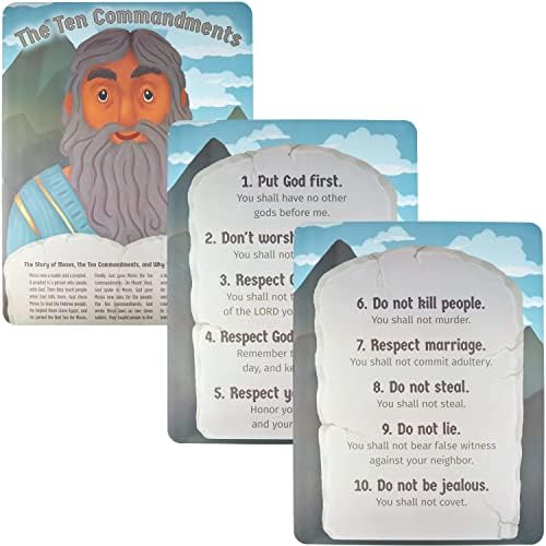 Moisés e os Dez Posters da Bíblia, 3 -Pack - Retrato reversível/decoração de parede paisagística para crianças - decorações para educação