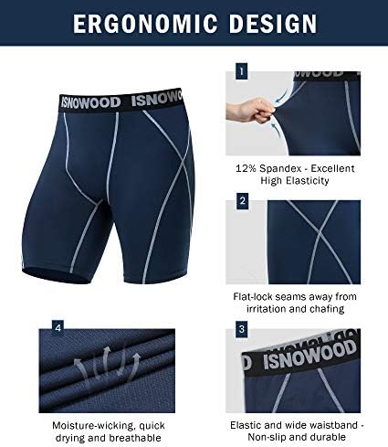 ISNOWOOD SHORTS de compressão para homens Spandex Running Workout Athletic Underwear