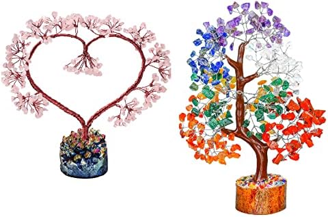 Fashionzaadi Bonsai Tree, Rose Quartz Crystal, itens espirituais, árvore de dinheiro feng shui, árvore de chakra, sete