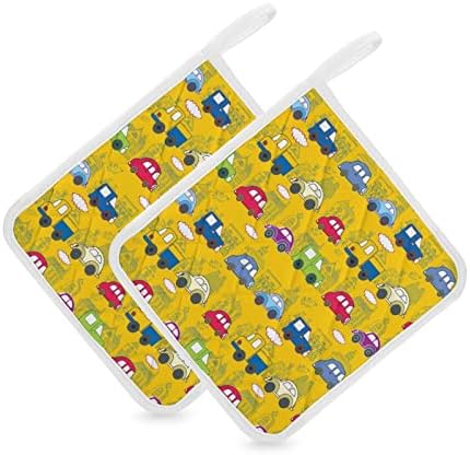 Portadores coloridos de panela de carro resistente a calor Potholders Hot Potholders para cozinhar cozinha de 2 peças Conjunto