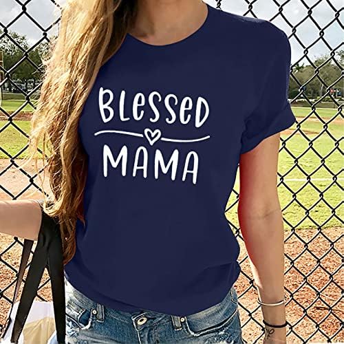 Camiseta da Mama Boletizada Camiseta Feminina de Manga Curta Tees de Mãe Mãe Prind Print Top para esportes