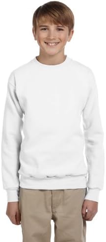 Hanes Youth ComfortBlend EcoSmart Crew Neck Flowece, Wht, Small