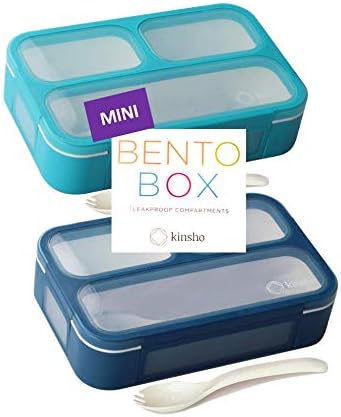 Pacote Kinsho de lancheira Bento à prova de vazamentos para crianças e adultos com 6 compartimentos + 2x mini-box-box