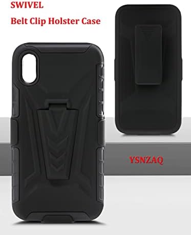 Caso do clipe de cinto de cinto giratório Ysnzaq para Xiaomi Redmi 9T, PC para uso pesado à prova de choque, combo de proteção corporal de proteção completa com kickstand embutido para xiaomi redmi 9t jg preto preto