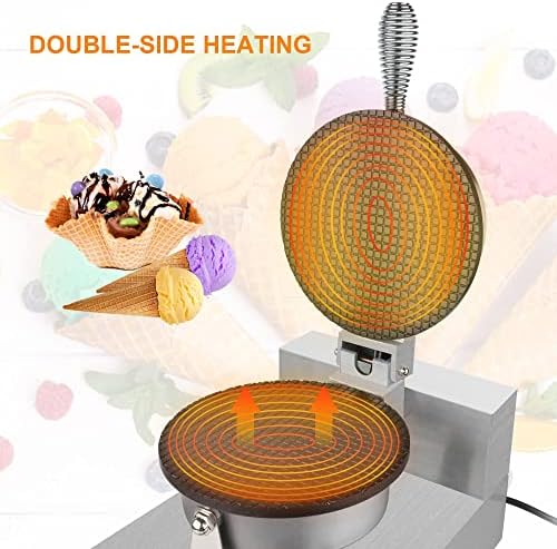 Máquina de sorvete de casquinha de waffle de waffle comercial 1200W Non Stick Coating Timer e Controle de temperatura