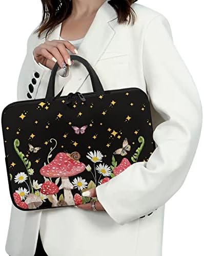 Decuncho de cogumelo Butterfly Butterfly Laptop Floral Bag de até 17 polegadas Caixa de comprimidos para mulheres, manga