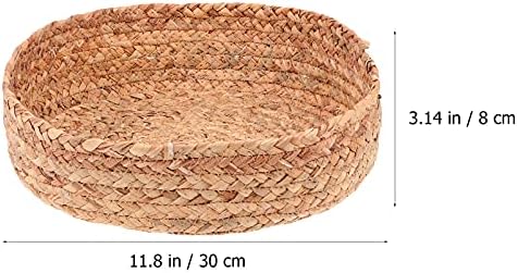 Cestas de tecido doiTool para organizar, cesto de pão tecido de tecido artesanal organizador de despensa redonda em cesta