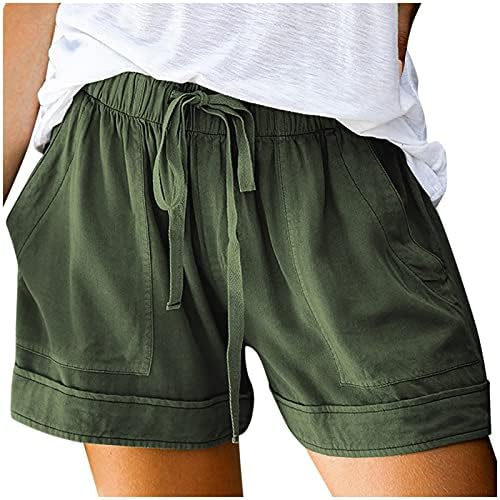 Shorts para mulheres confortáveis ​​cinturas elásticas casuais de cordão