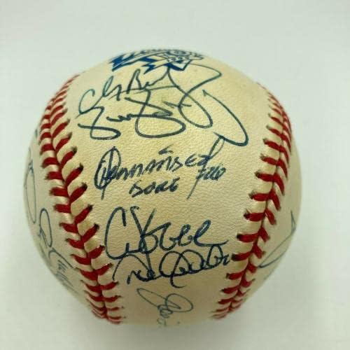 1999 New York Yankees World Series Champs Team assinou o beisebol Derek Jeter PSA - Bolalls autografados
