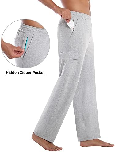 Runhit Men's Cargo Sweatpants Cotton Yoga Pants Aberto de Bottom Athletic Lounge Calças casuais com bolsos