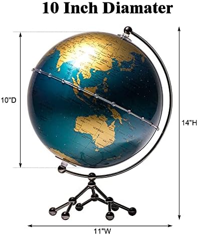 TPMorwilfun Globo iluminado do mundo com stand 10 polegadas Luz noturna de Globo Metallic e Lâmpada Globo com Globo Decorativo