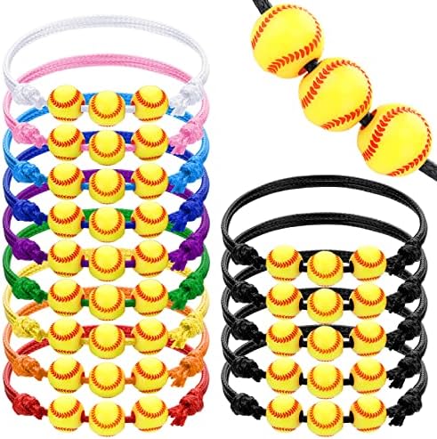 30 peças Softball Charm Bracelet Gifts Softball Gifts Favorias de beisebol Favorias ajustáveis ​​Inspirational Sport Sport Ball Bacelete