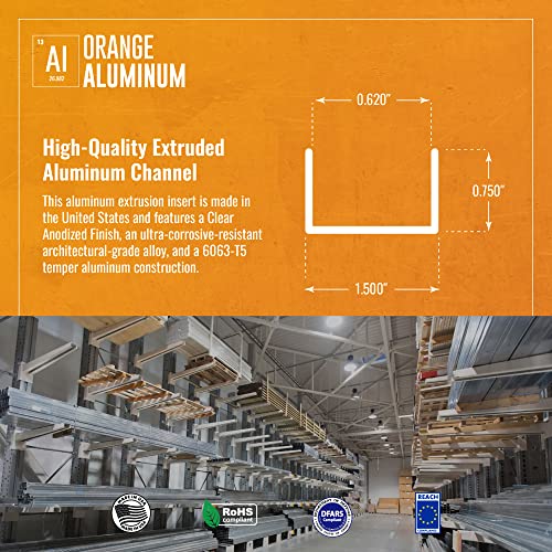 Canal de alumínio: se encaixa 1-3/8 de 6 pés de clear anodizado