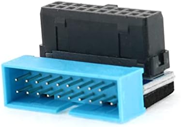 DGZZI USB 3.0 Adaptador de 90 graus preto e azul USB 3.0 19pin/20pin macho para fêmea L Virar o adaptador de energia do ângulo da direita