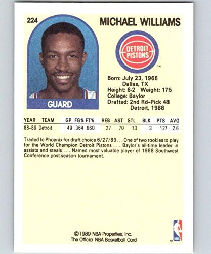1989-90 HOOPS BASQUECETO #224 MICHEAL WILLIAMS RC ROOKIE CART