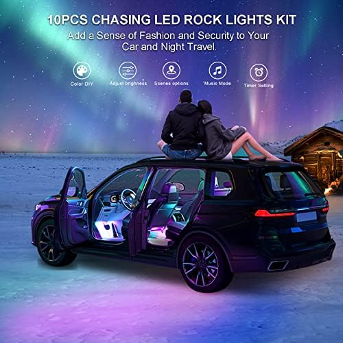 10pods RGB LUZES DE ROCK LED LUZES MULTICOLOR NEON SUBSUMENTO KIT DE LUZ