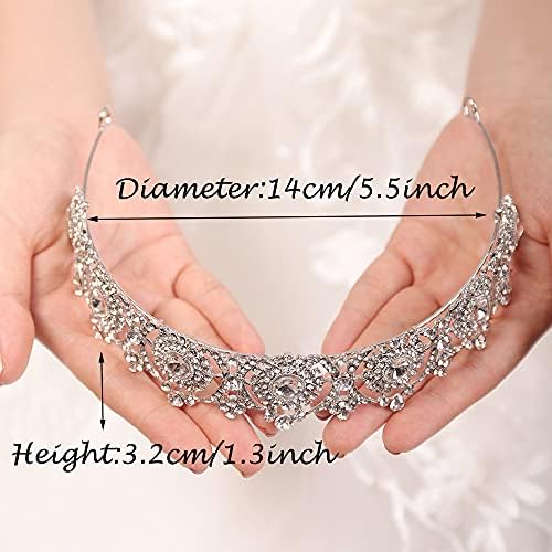 Wekicici Rhinestone Tiara Princesa Queen Silver Crystal Crown Capacete de casamento para mulheres meninas Bridal Bride Birthday