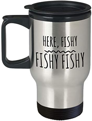 Pesca Coffee Travel canem melhor engraçado exclusivo pescadoras de chá de chá de chá perfeito para homens mulheres aqui peixe peixe