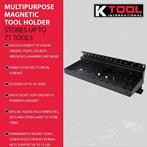 K Tool International 72465 Magclip Multifunction Ajuste Tool Telder para garagens, oficinas de reparo e DIY, 20 L x 4,75 W x