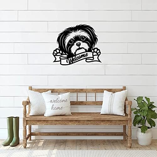 Alioyoit bem -vindo a sinal de casa com pet cães sinal de metal angustiado Decoração de parede de metal pendurada sinal sinal