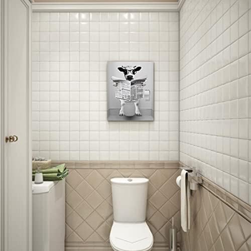 Soothan Funny Funny Vic Tela Arte da parede Black e branco Decoração do banheiro humor Animais Banheiro Prinha obras de arte Rússica estilo de fazenda de vaca para decoração de banheiro banheiro banheiro Poster de banheiro 12x16
