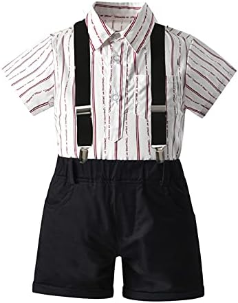 Amberetech Baby Garoth Suspense Shorts Definir macacões de jeans roupa de algodão de manga comprida Blue Stripe Shirt Suits