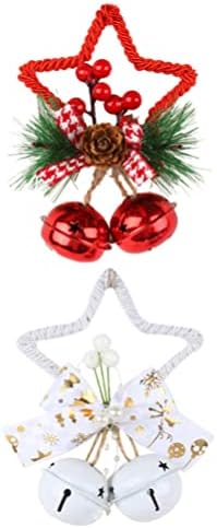 Didiseaon Decorações de Natal 2pcs Sinos de Natal com Star Cutout Holly Berry Pine Cone Artificial Pine agulha Árvore de Natal pendurada