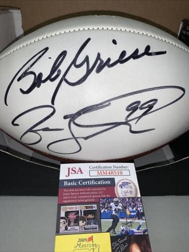Dolphins Legends Bob Griese Jason Taylor Dual Dual Team Logo futebol JSA - Bolsas de futebol autografadas