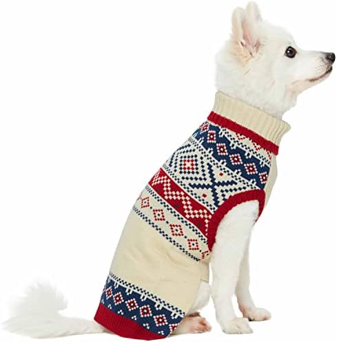 Suéter familiar de natal de animais de estimação para cachorro, feira de férias Isle gola alta suéter de cachorro de gola alta