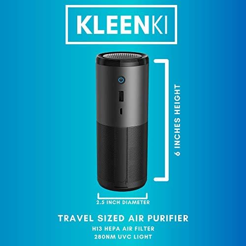 Kleenki.com HEPA Car Purificador de ar portátil do tamanho de uma transferência com filtro H13, livre de mercúrio, livre de ozônio,