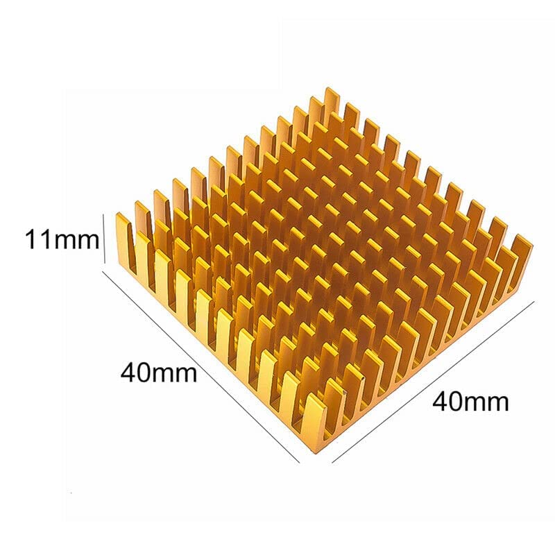 WWZMDIB 5PCS KIT DE EQUENÇÃO DE EAQUIÇÃO DO RESIDENTE DE FRIONADOR DE ALUMUMINA 40 x 40 x 11 mm de ouro + 3cm 8810 Fita térmica, dissipador de calor para resfriamento Impressora 3D Tec1-12706 Chipset Termoelétrico Chipset CPU Fonte de alimentação de LED