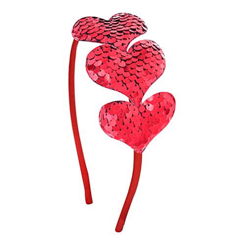 Dzrige Dia do Coração do Dia dos Namorados, lantejoulas de lantejoulas vermelhas argola de banda de cabelo, cinto de coração GLITTER SHEIL