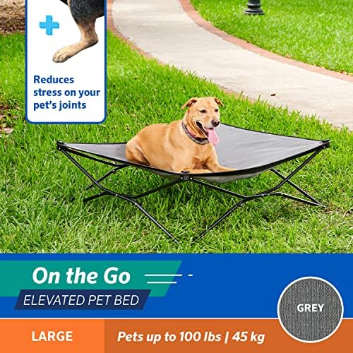 Coolaroo On the Go Cooling Elevated Dog Bed, portátil para viagens e camping, dobrável para armazenamento, grande cinza