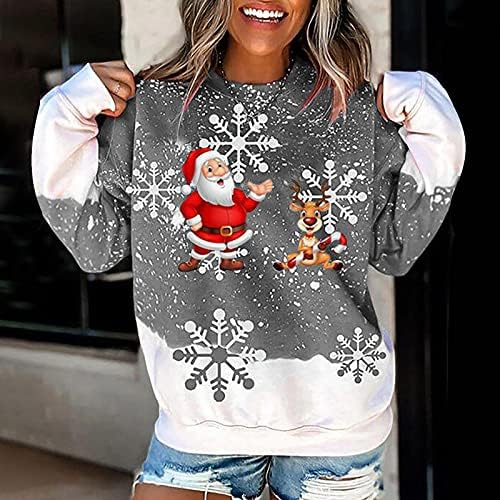 Narhbrg Women Christmas Sweatshirt, meninas adolescentes femininas Moda de Natal Feia Camisetas impressas de Natal Funny Blouse Tops