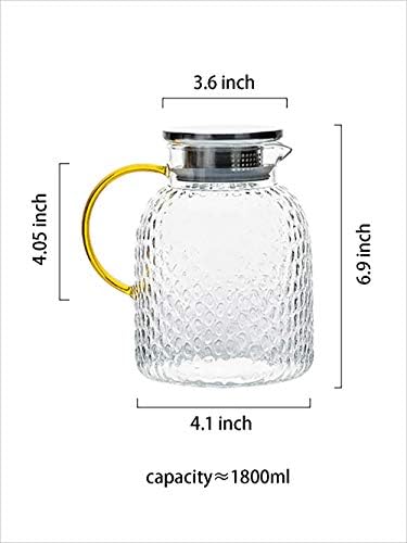 Mdzf Sweet Home de 60 oz de vidro jarra com filtro de aço inoxidável tampa de água para suco caseiro e chá gelado quente ou fria jarro de água fria