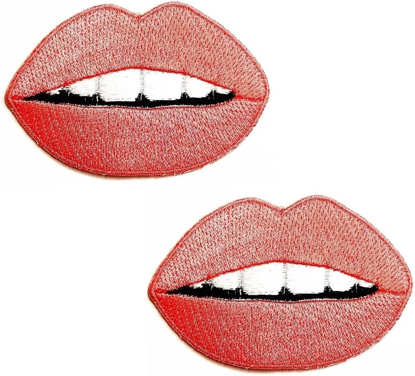 Kleenplus 2pcs. Lips de lábios rosa Patch de beijo sexy lábios adesivos de desenhos animados artes artes reparo de costura de