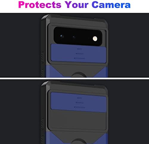 Caixa de carteira Jusy compatível com o Google Pixel 6a e 2 protetores de tela, com capa de câmera deslizante, slot