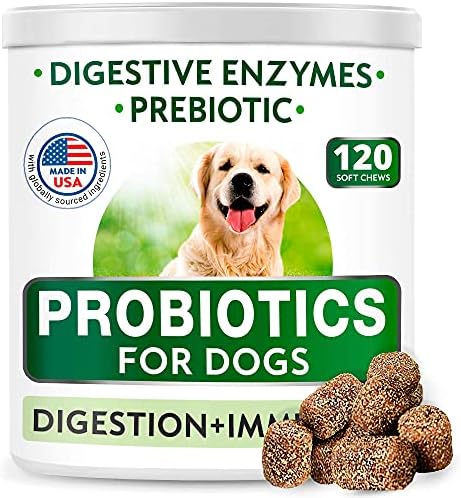 Probióticos para cães Mastigações + guloseimas calmantes + tratamento natural para grama - gás, diarréia, alergia, constipação,