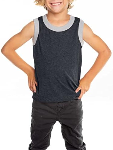 Wihion Kids Camisas de verão meninos tampos sem mangas Tops de algodão sólido