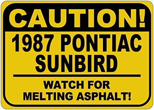 1987 87 Pontiac Sunbird Cuidado Sinal de asfalto - 12 x 18 polegadas