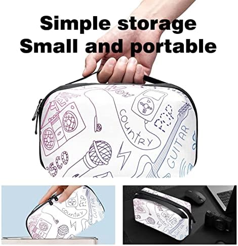 Organizador eletrônico Small Travel Cable Organizer Bag para discos rígidos, cabos, carregador, USB, cartão SD, eu amo música