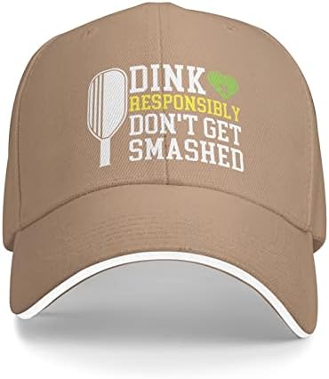 Qvxhkp chapéu de pickleball dink de forma responsável, não seja esmagado Hat Men Hats Baseball Cap engraçado