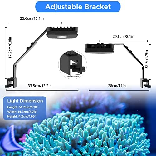 Lominie LED Aquário Luz de Espectro Full Spectrum Coral Recife Light Wi -Fi controle remoto para tanques de peixes de água salgada