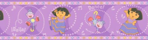 Brewster 147B00982 Nickelodeon Dora Dancing Wall Border, roxo