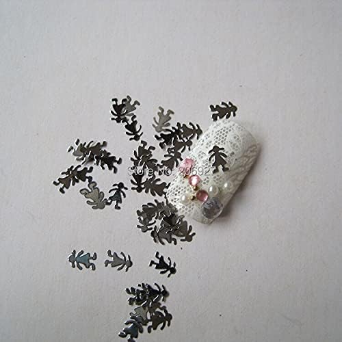 MS21-1 100pcs prata fofa de garotinha de unha adesiva de metal de metal decoração de arte não adesiva adesiva não adesiva