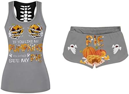 Halloween feminino 2 peças roupas esportivas drawtring tracksuit shorts shorts jogger sportswear conjunto de roupas ativas