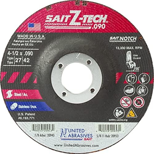 ABRASIVOS UNIDOS SAIT 20945 6X.090X7/8 Z-TECH DE CUTADO DE CORTE DE ALGUNDADOR